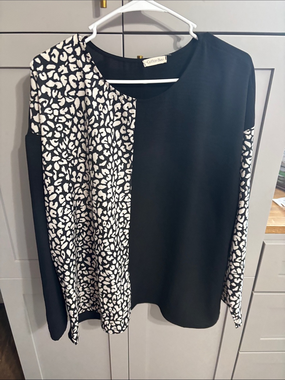 Cotton Bleu Black Leopard Top